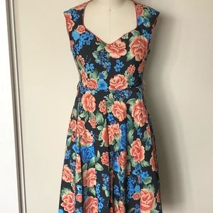 Lindy Bop Bright Floral Dress. UK 12.